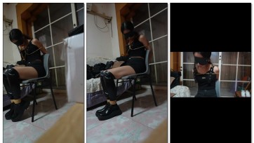 【心悦体验】许许过膝长靴短裤吊带紧缚挣扎